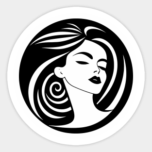 woman hair salon logo design t-shirt Sticker